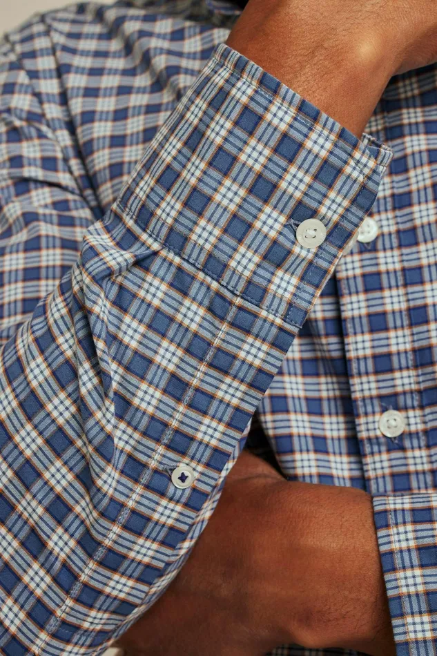Men Business Casual Shirts Bonobos Everyday Shirt Navy Brown Plaid