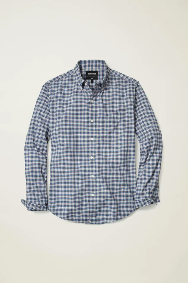 Men Business Casual Shirts Bonobos Everyday Shirt Navy Brown Plaid