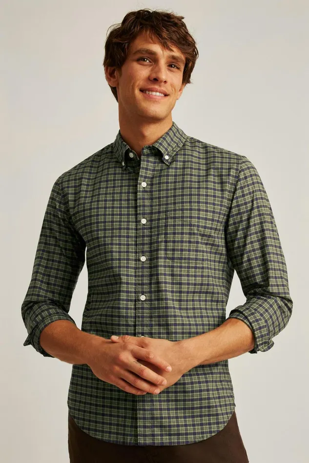 Men Business Casual Shirts Bonobos Everyday Shirt Navy Forest Plaid