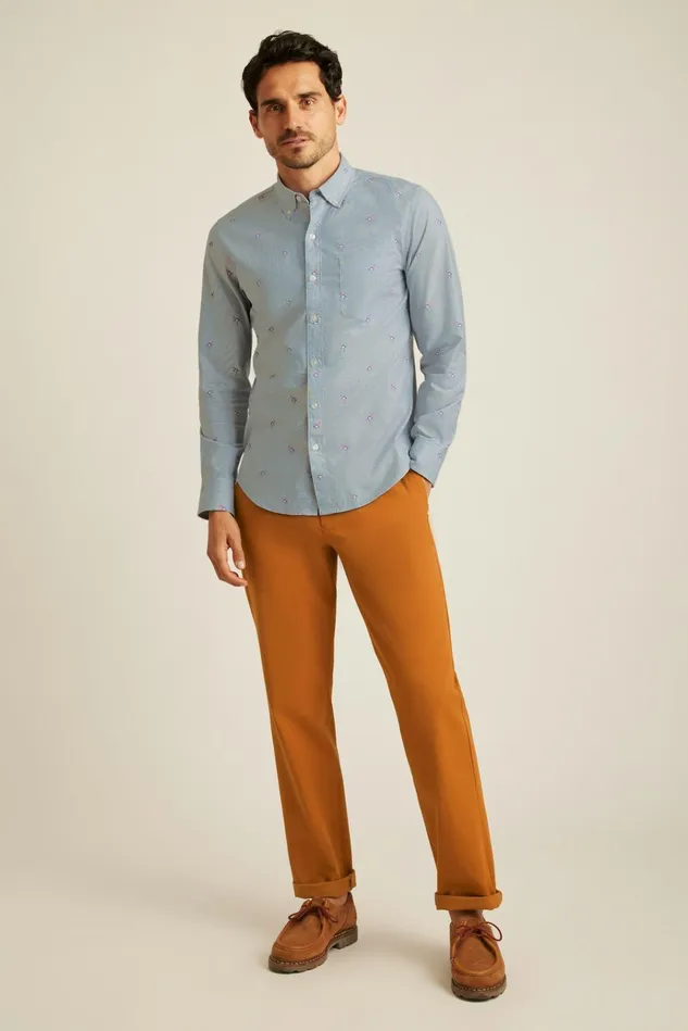 Men Business Casual Shirts Bonobos Everyday Shirt Navy Pink Modern Flamingos