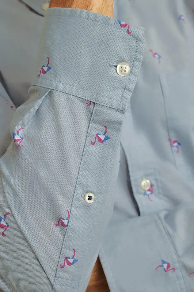 Men Business Casual Shirts Bonobos Everyday Shirt Navy Pink Modern Flamingos