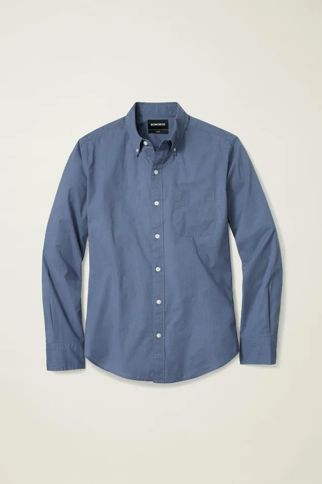 Men Business Casual Shirts Bonobos Everyday Shirt Navy Rust Dot