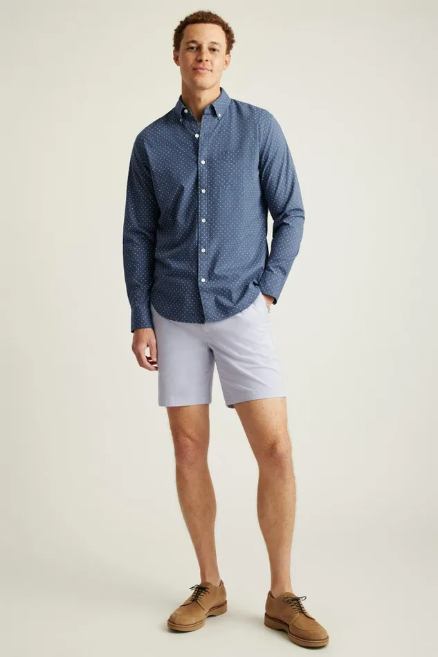 Men Business Casual Shirts Bonobos Everyday Shirt Navy White Dot