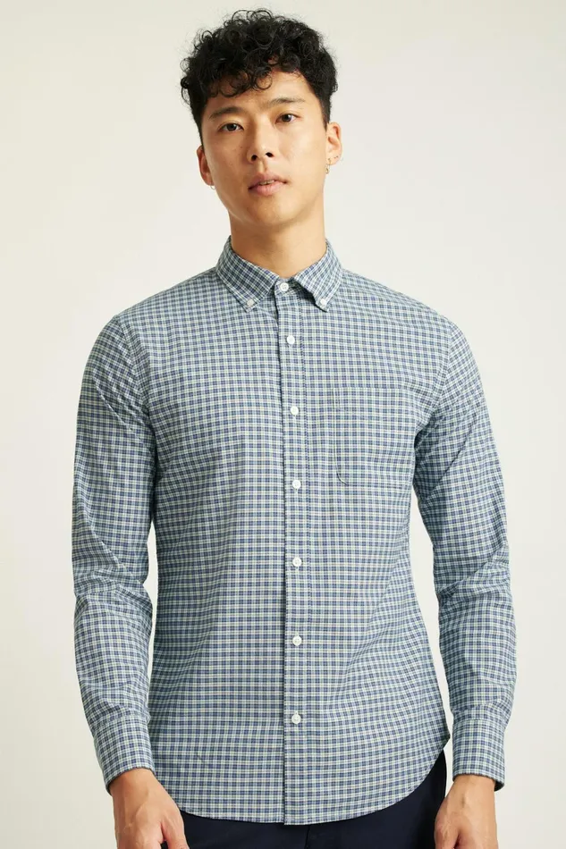 Men Business Casual Shirts Bonobos Everyday Shirt White Blue Smithtown Plaid