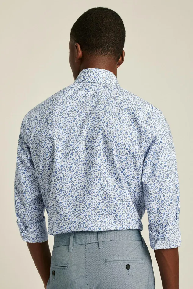 Men Business Casual Shirts Bonobos Jetsetter Stretch Dress Shirt Blue Floral Explosion