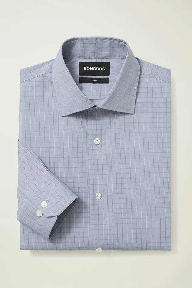 Men Business Casual Shirts Bonobos Jetsetter Stretch Dress Shirt Blue Mitcham Check