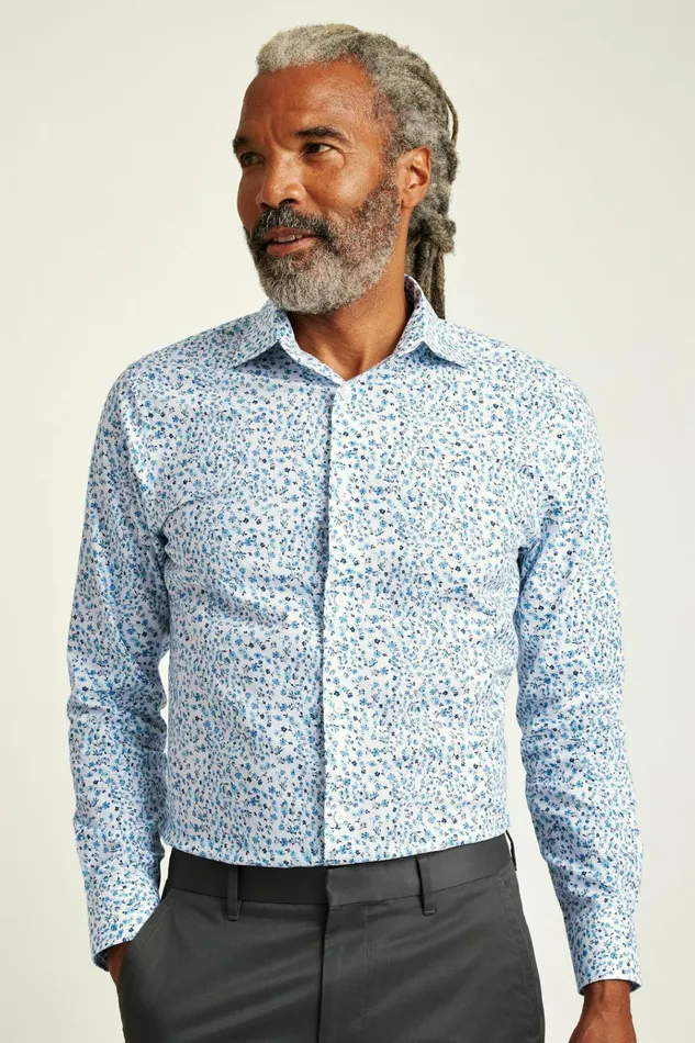 Men Business Casual Shirts Bonobos Jetsetter Stretch Dress Shirt Blue Shore Floral
