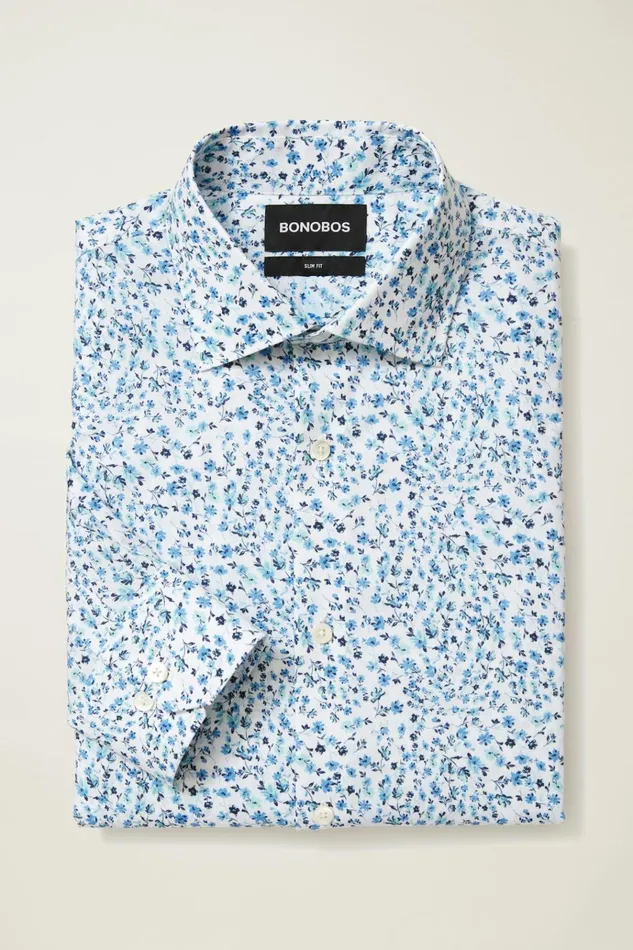 Men Business Casual Shirts Bonobos Jetsetter Stretch Dress Shirt Blue Shore Floral