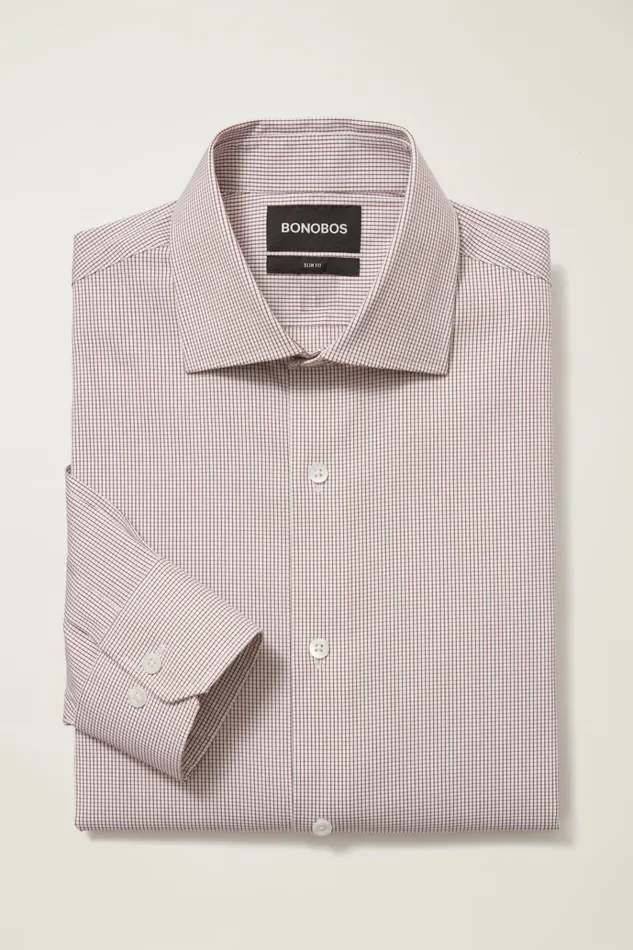Men Business Casual Shirts Bonobos Jetsetter Stretch Dress Shirt Cranberry Graph Check