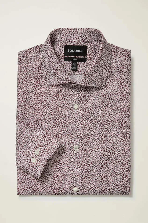 Men Business Casual Shirts Bonobos Jetsetter Stretch Dress Shirt Cranberry Montgomery Floral