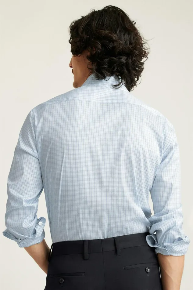 Men Business Casual Shirts Bonobos Jetsetter Stretch Dress Shirt Lake Blues Gingham