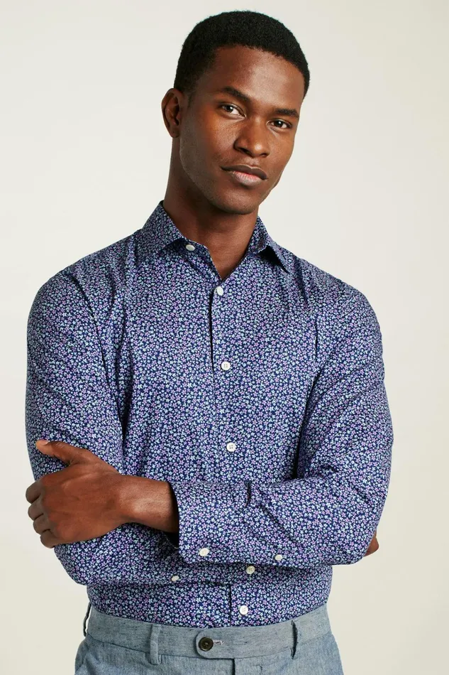 Men Business Casual Shirts Bonobos Jetsetter Stretch Dress Shirt Navy Peyton Floral