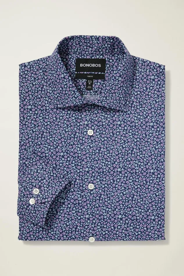 Men Business Casual Shirts Bonobos Jetsetter Stretch Dress Shirt Navy Peyton Floral