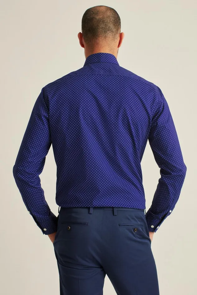 Men Business Casual Shirts Bonobos Jetsetter Stretch Dress Shirt Navy Purple Dot