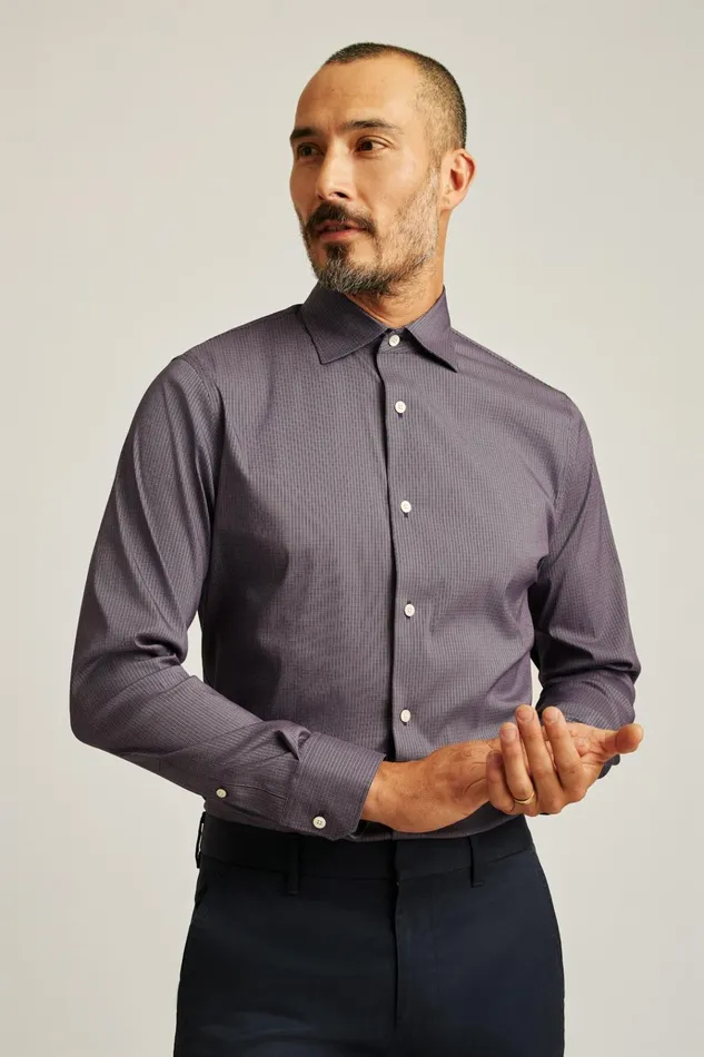 Men Business Casual Shirts Bonobos Jetsetter Stretch Dress Shirt Navy Purple Rutland Plaid