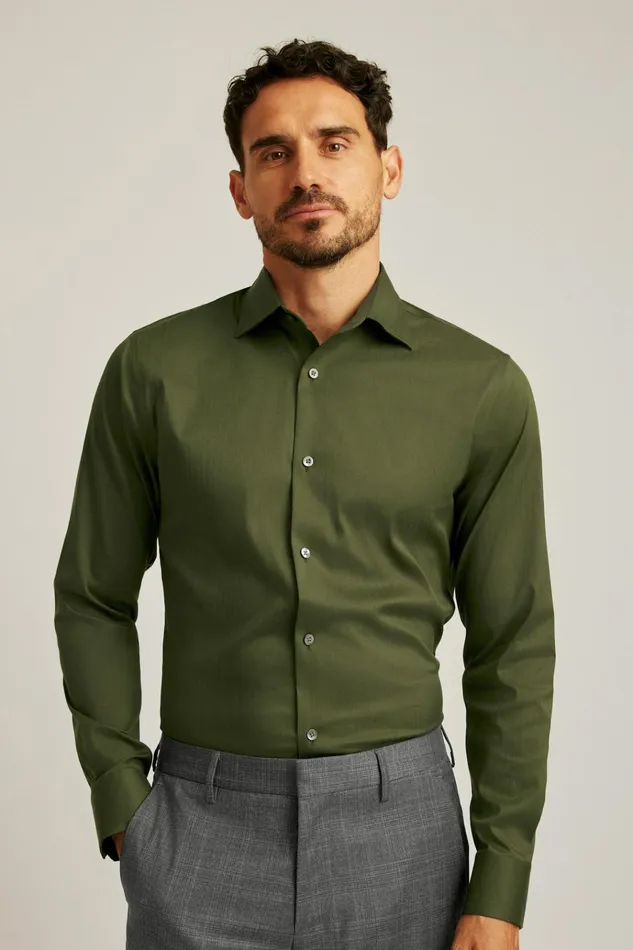 Men Business Casual Shirts Bonobos Jetsetter Stretch Dress Shirt Olive Harley Herringbone