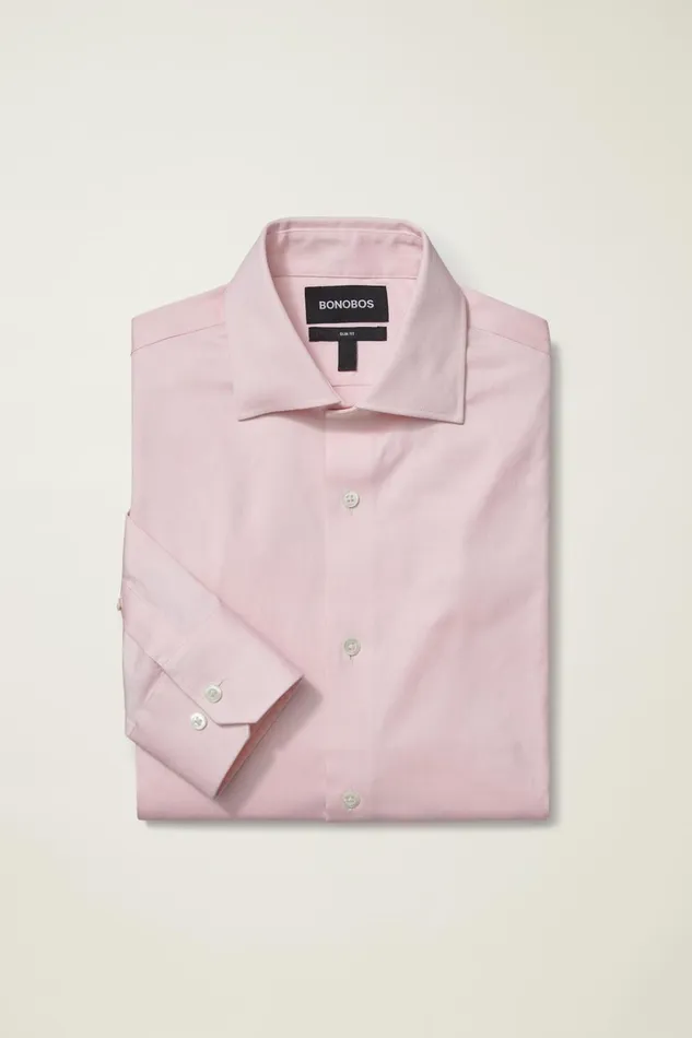 Men Business Casual Shirts Bonobos Jetsetter Stretch Dress Shirt Pink Herringbone