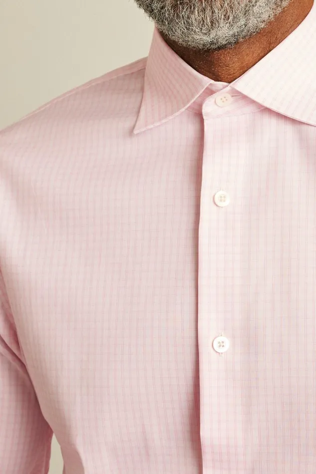 Men Business Casual Shirts Bonobos Jetsetter Stretch Dress Shirt Pink Micro Windowpane