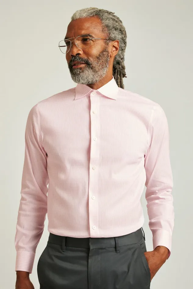 Men Business Casual Shirts Bonobos Jetsetter Stretch Dress Shirt Pink Micro Windowpane