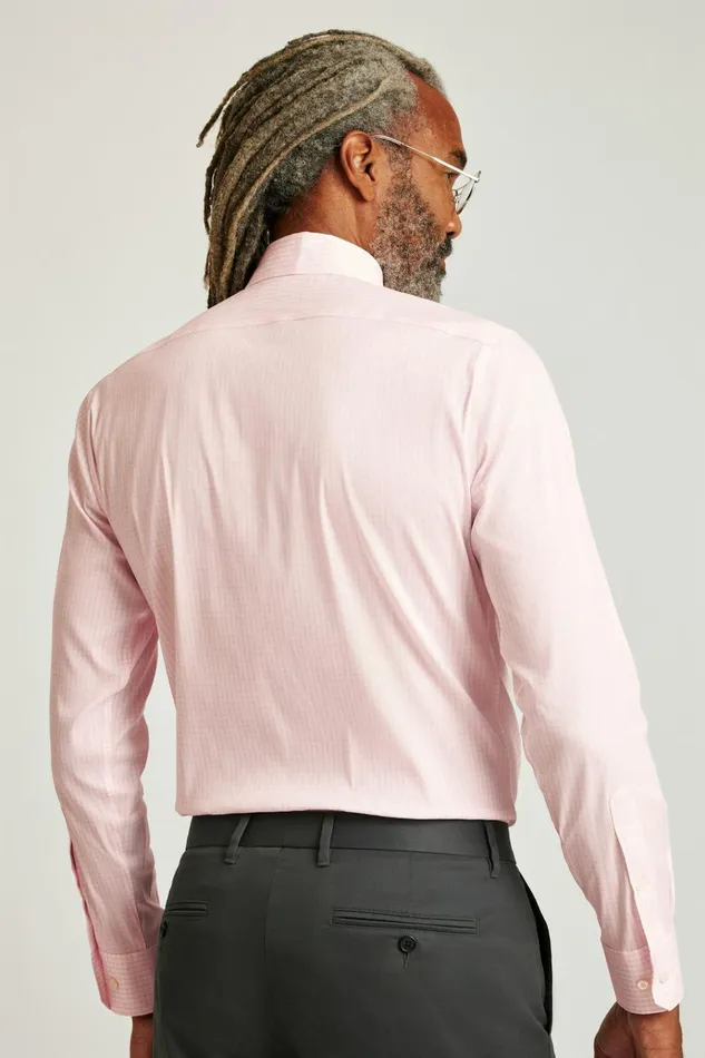 Men Business Casual Shirts Bonobos Jetsetter Stretch Dress Shirt Pink Micro Windowpane