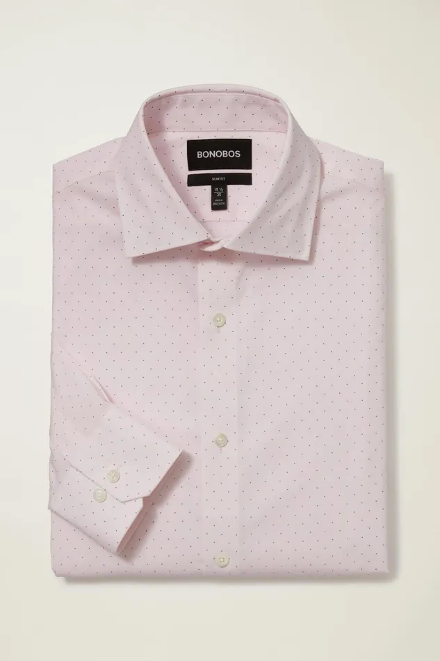 Men Business Casual Shirts Bonobos Jetsetter Stretch Dress Shirt Rose Dot