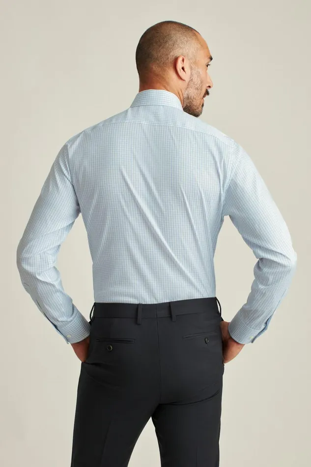Men Business Casual Shirts Bonobos Jetsetter Stretch Dress Shirt Serenity Blue Windowpane
