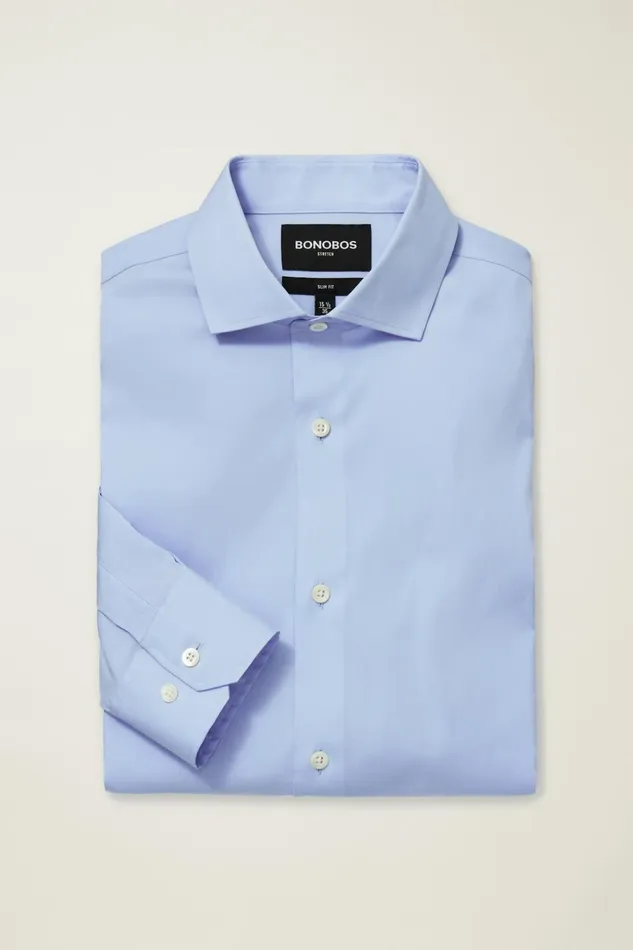 Men Business Casual Shirts Bonobos Jetsetter Stretch Dress Shirt Solid Light Blue