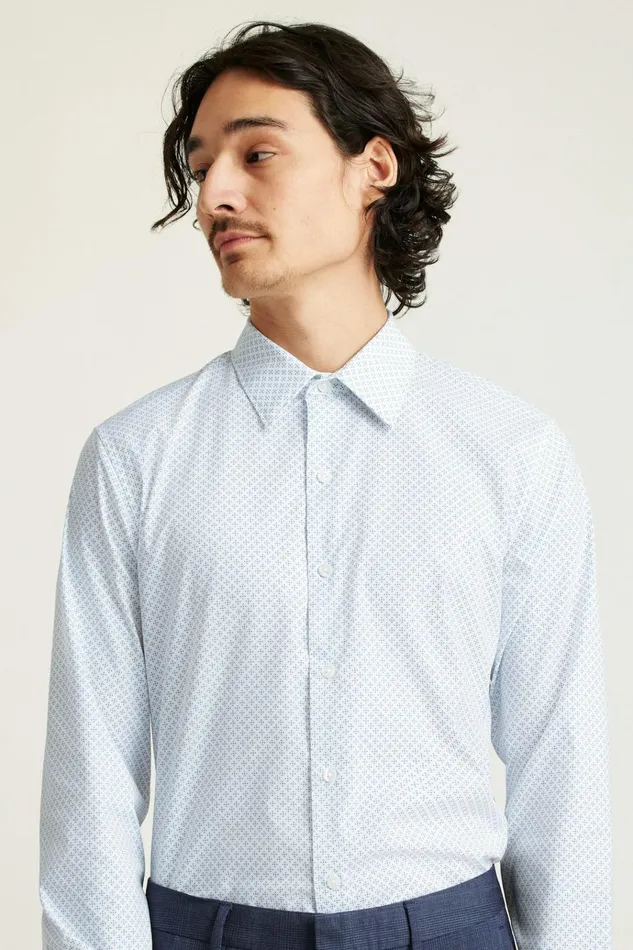 Men Business Casual Shirts Bonobos Tech Button Down Shirt Blue Prism Geo
