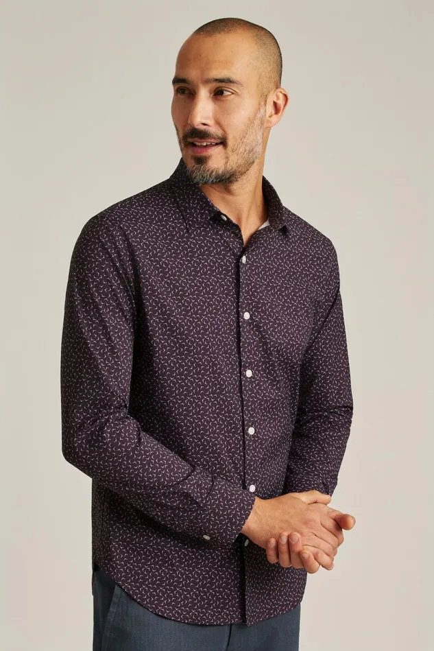 Men Business Casual Shirts Bonobos Tech Button Down Shirt Burgundy Lake Geo