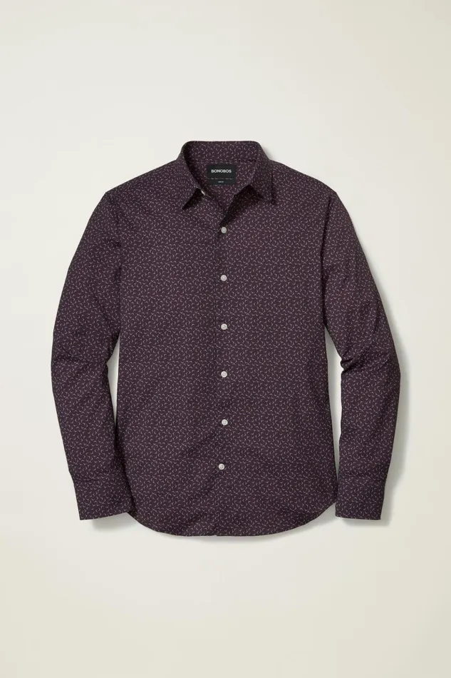 Men Business Casual Shirts Bonobos Tech Button Down Shirt Burgundy Lake Geo