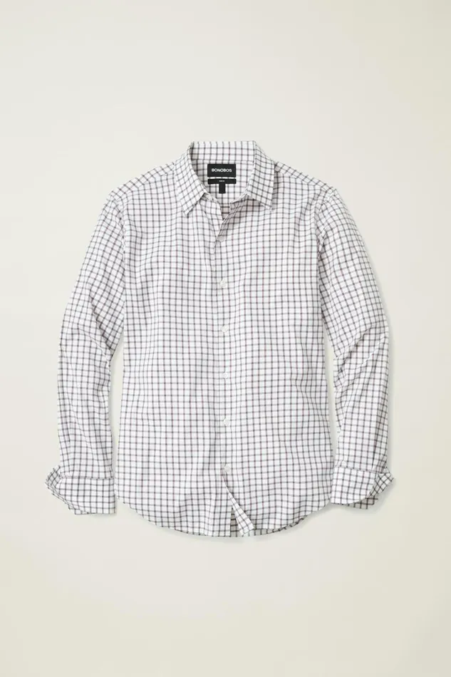 Men Business Casual Shirts Bonobos Tech Button Down Shirt Burgundy Zander Plaid