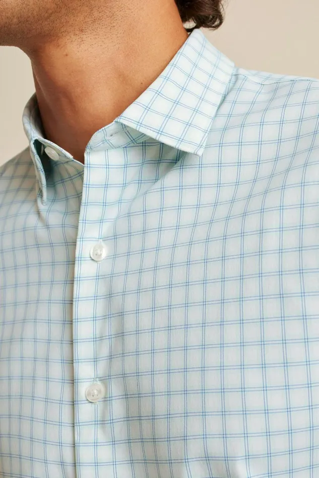 Men Business Casual Shirts Bonobos Tech Button Down Shirt Crystal Blues Plaid
