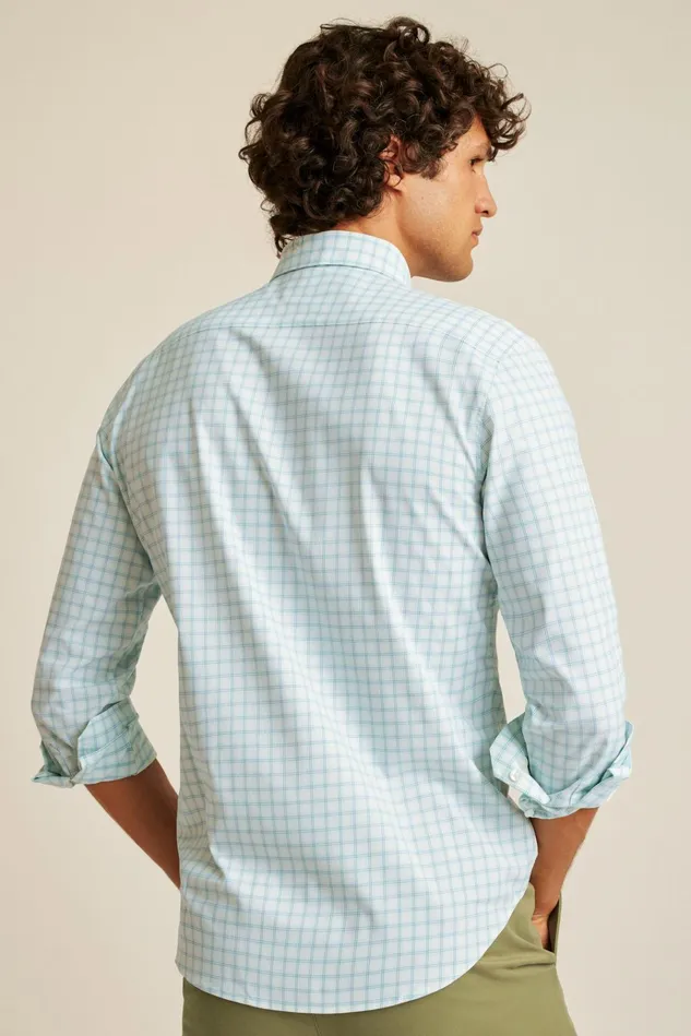 Men Business Casual Shirts Bonobos Tech Button Down Shirt Crystal Blues Plaid