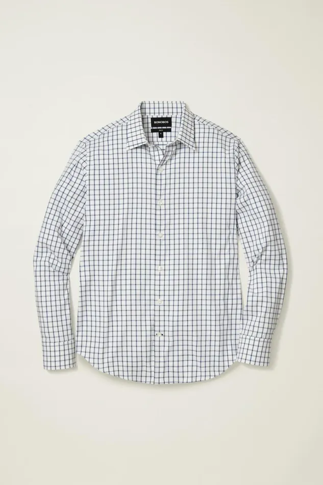 Men Business Casual Shirts Bonobos Tech Button Down Shirt Dark Blue Horden Check