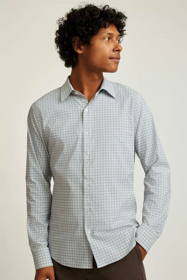 Men Business Casual Shirts Bonobos Tech Button Down Shirt Hydro Green Plaid