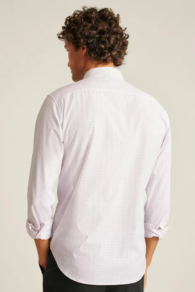 Men Business Casual Shirts Bonobos Tech Button Down Shirt Purple Check