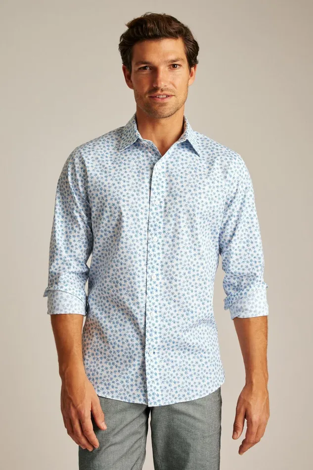 Men Business Casual Shirts Bonobos The Desk To Dinner Shirt Blue Bernard Floral