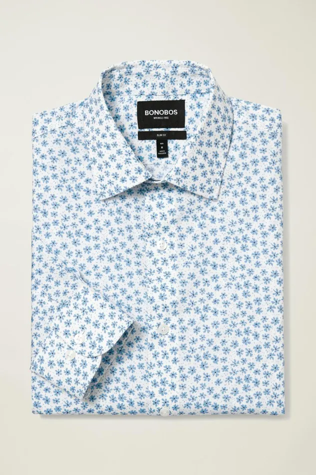 Men Business Casual Shirts Bonobos The Desk To Dinner Shirt Blue Bernard Floral