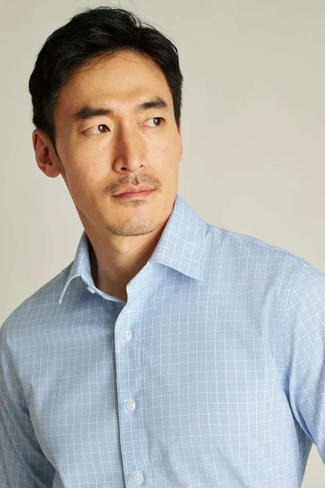Men Business Casual Shirts Bonobos The Desk To Dinner Shirt Blue Edison Plaid