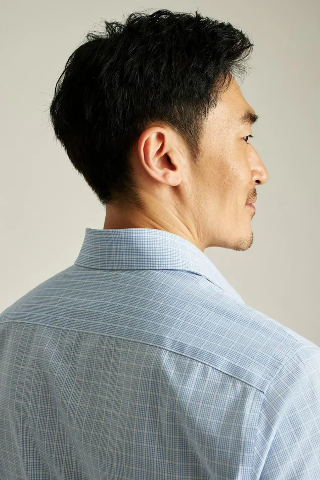Men Business Casual Shirts Bonobos The Desk To Dinner Shirt Blue Edison Plaid