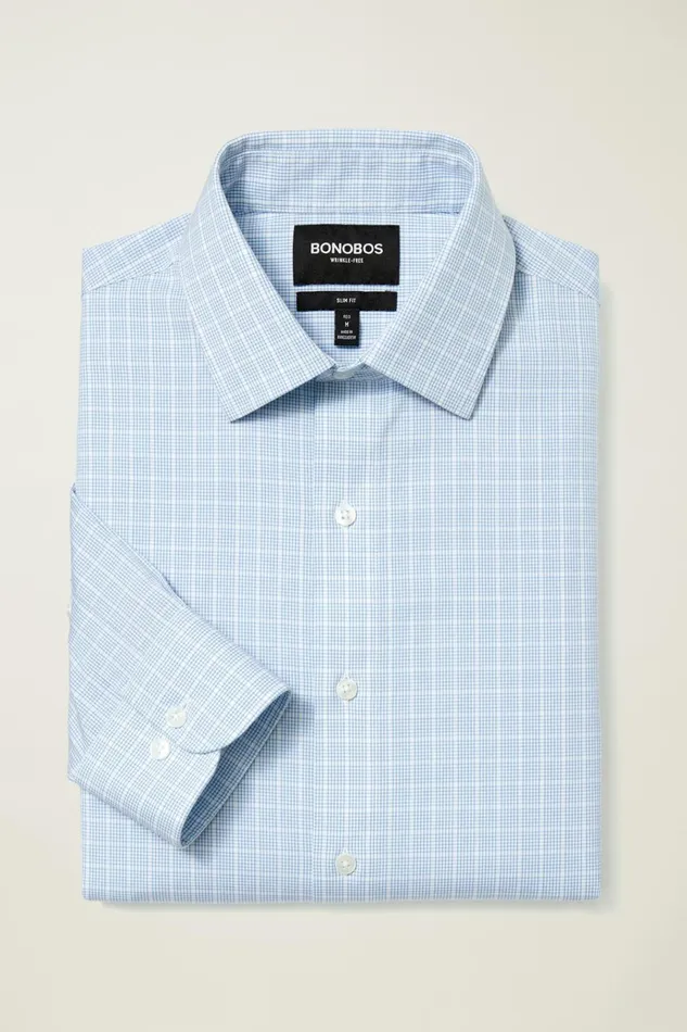 Men Business Casual Shirts Bonobos The Desk To Dinner Shirt Blue Edison Plaid