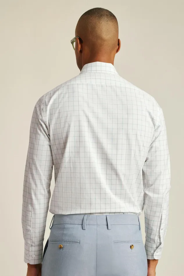 Men Business Casual Shirts Bonobos The Desk To Dinner Shirt Blue Green Windowpane