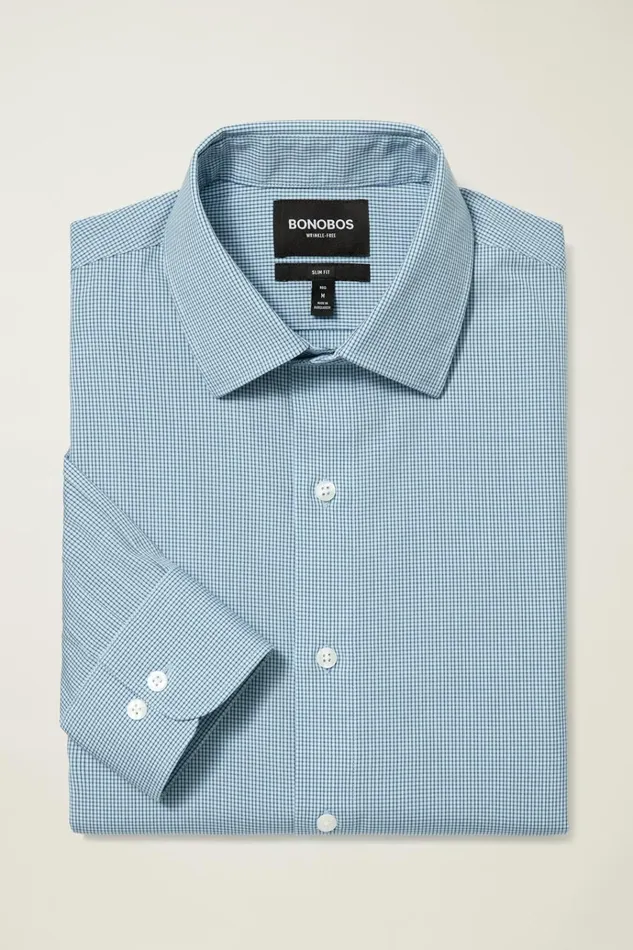 Men Business Casual Shirts Bonobos The Desk To Dinner Shirt Blue Weymouth Plaid