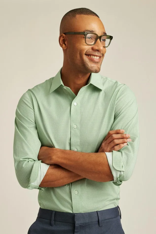 Men Business Casual Shirts Bonobos The Desk To Dinner Shirt Green Paradise Geo