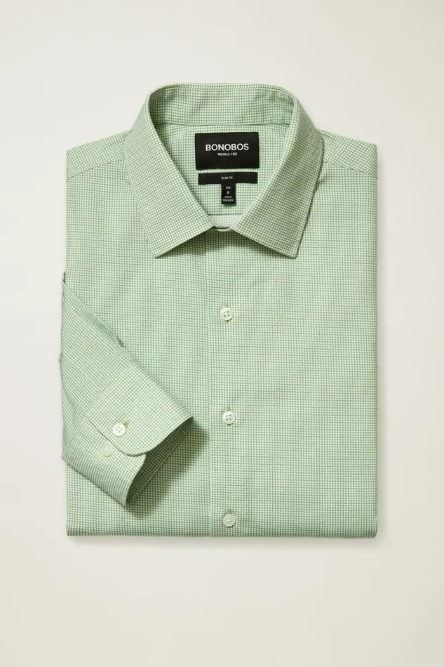 Men Business Casual Shirts Bonobos The Desk To Dinner Shirt Green Paradise Geo