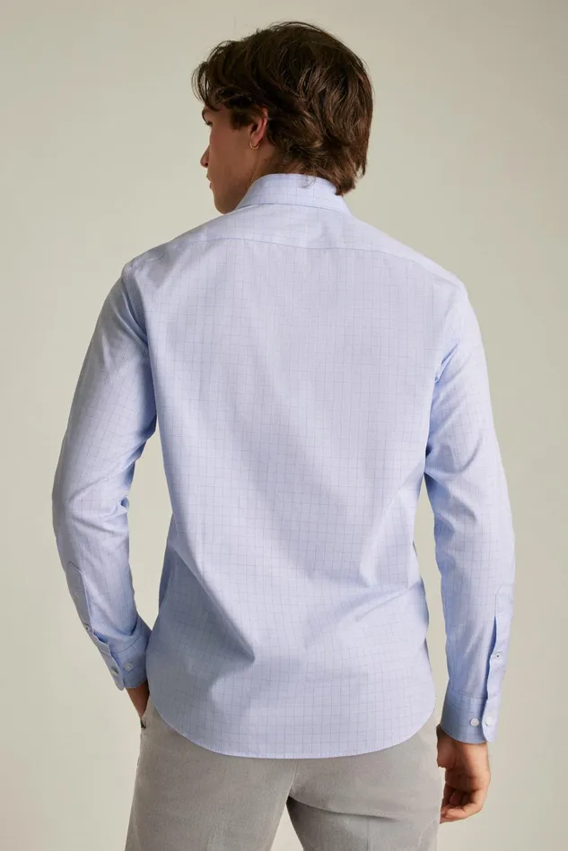 Men Business Casual Shirts Bonobos The Desk To Dinner Shirt Periwinkle Edison Plaid