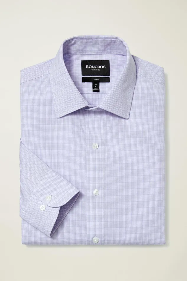 Men Business Casual Shirts Bonobos The Desk To Dinner Shirt Periwinkle Edison Plaid