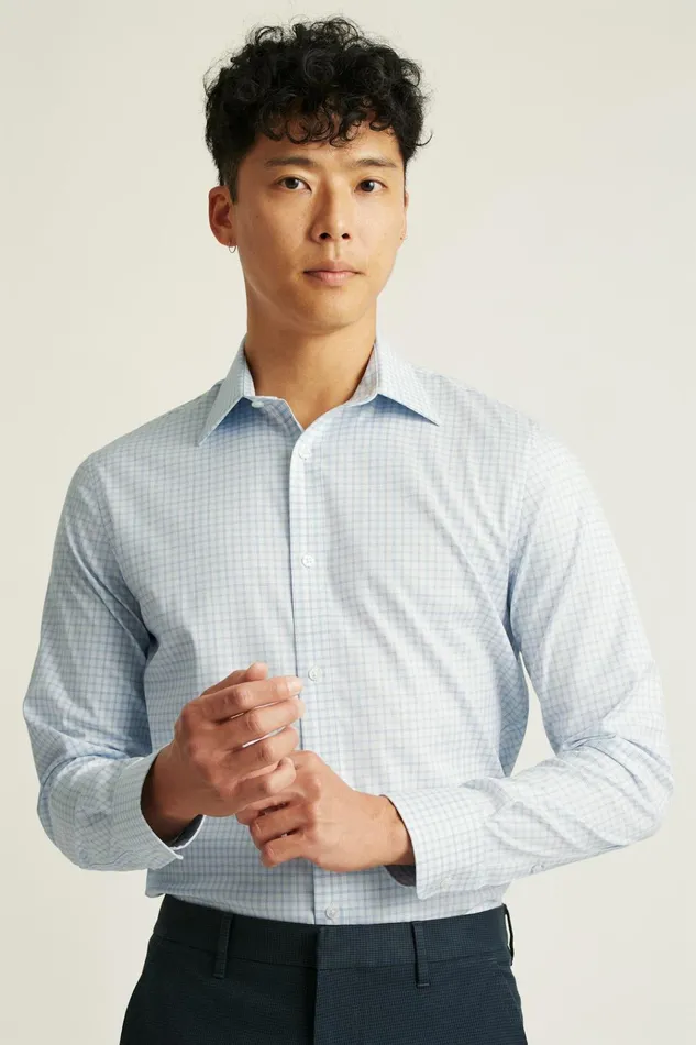 Men Business Casual Shirts Bonobos Weekday Warrior Dress Shirt Blue And Grey Plaid