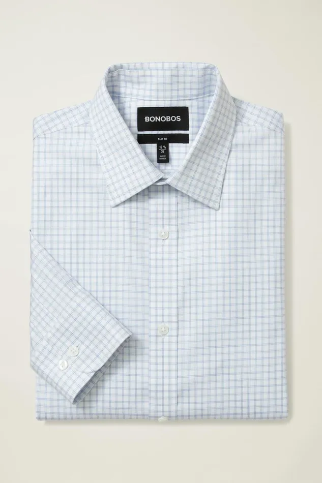 Men Business Casual Shirts Bonobos Weekday Warrior Dress Shirt Blue And Grey Plaid