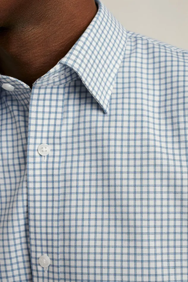 Men Business Casual Shirts Bonobos Weekday Warrior Dress Shirt Blue Bellshill Check